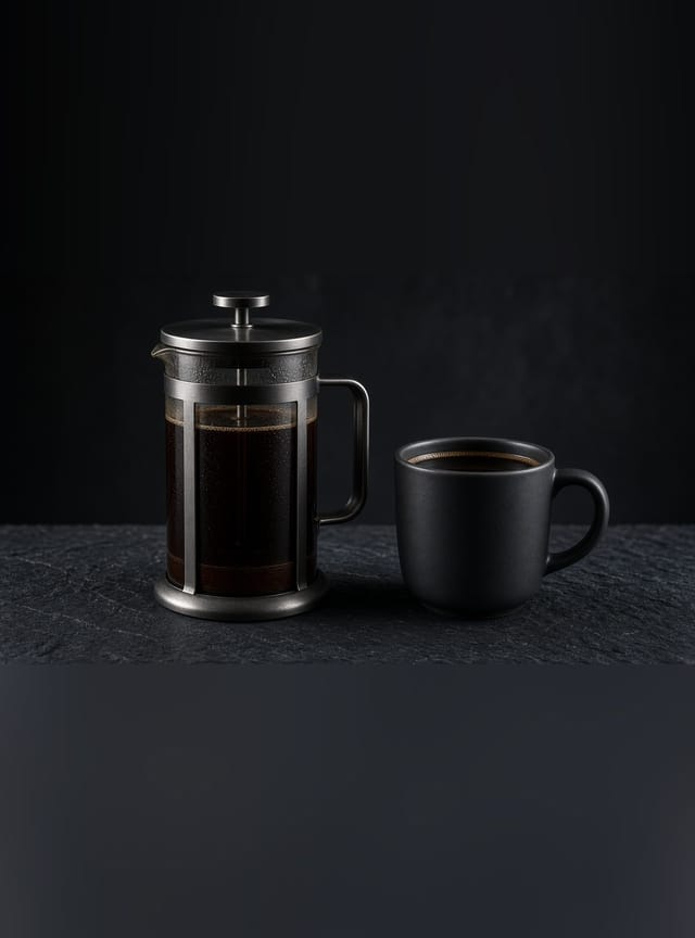 A mug of dark, full-bodied coffee.