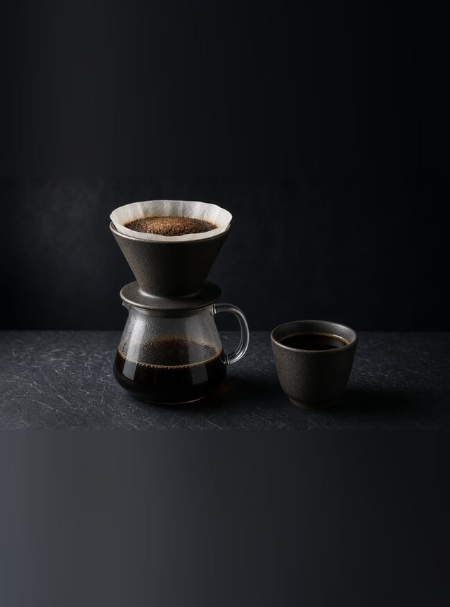 A mug of clear, dark coffee with a thin layer of foam.