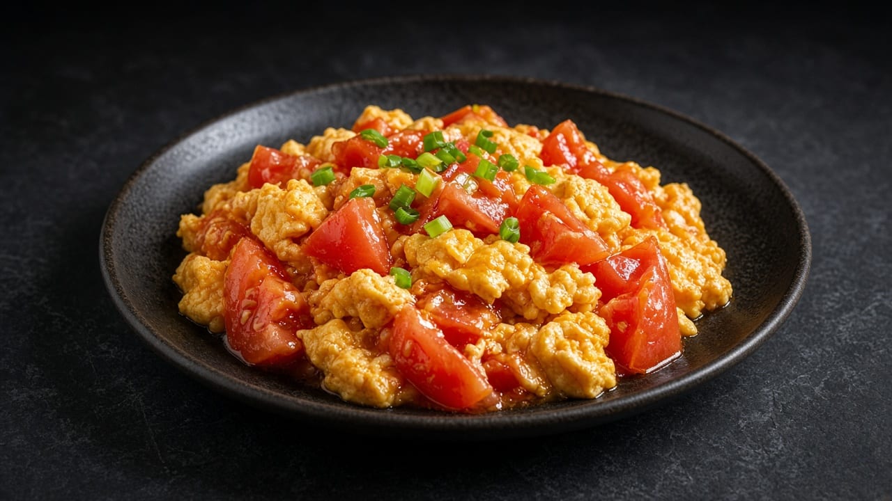 Stir-fried tomato and scrambled eggs