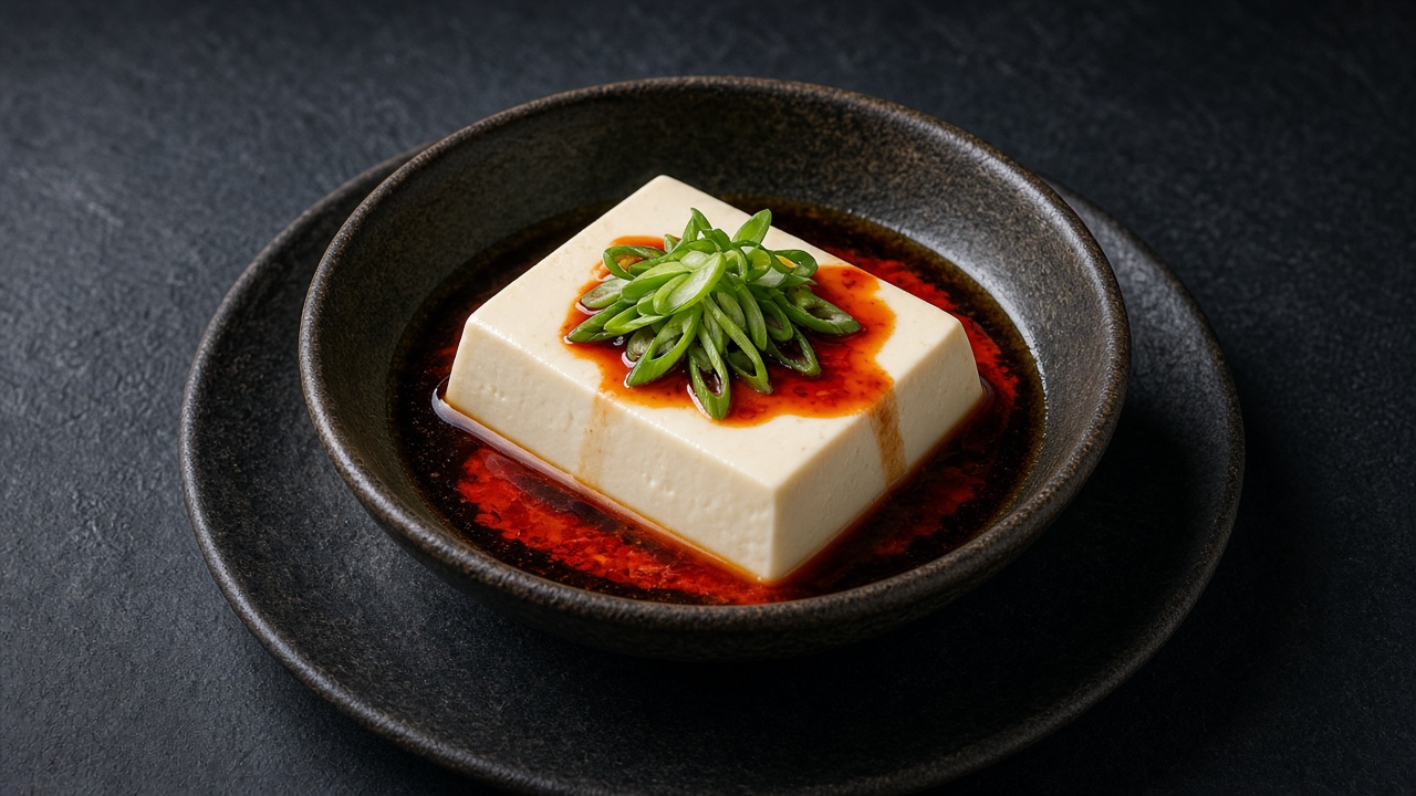 Silken tofu with soy and chili oil